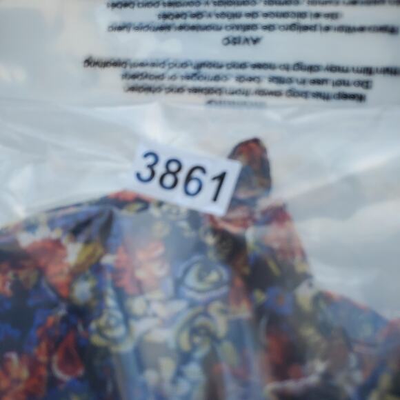 Free People Blouse Womens Medium Black Floral Sheer Mesh Long Sleeve Ruffle Neck - Picture 8 of 8